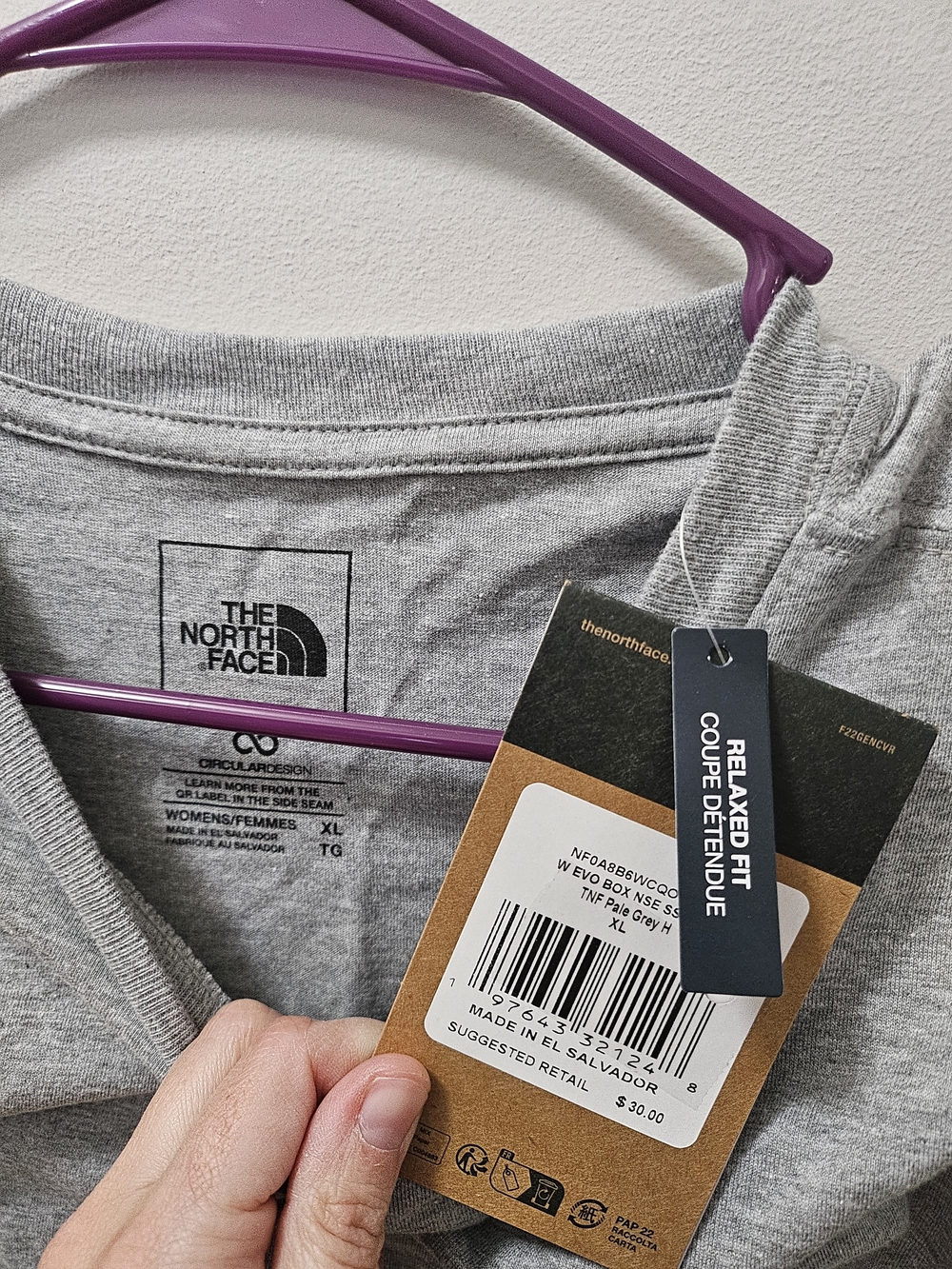 The North Face Men’s Short Sleeve Tee — Heather Gray with Chest Logo - Picture 3 of 3
